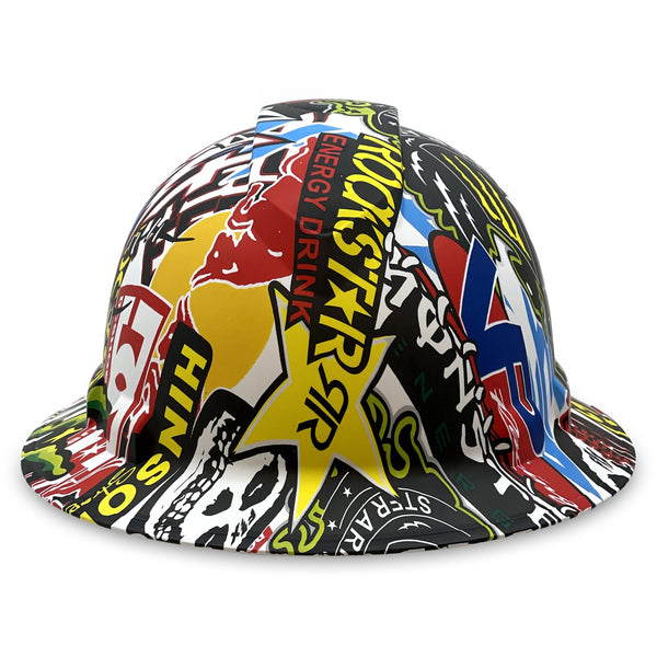 Full Brim Pyramex Ridgeline Hard Hat Construction Osha Approved Hardhats, Men Women Safety Helmet, 4 Point, Custom Skate Life Cartoon Design, By Acerpal